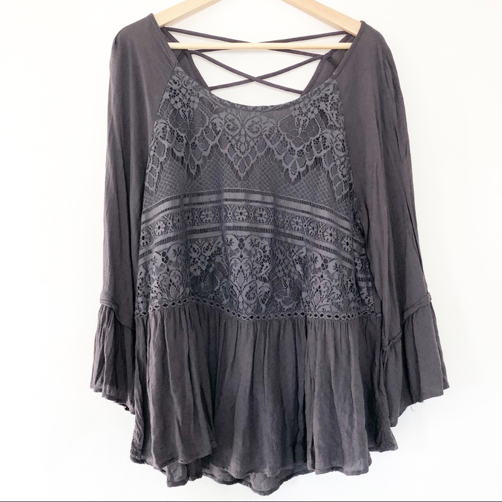 Knox Rose | Target | Grey Peplum Blouse w/ Lace
